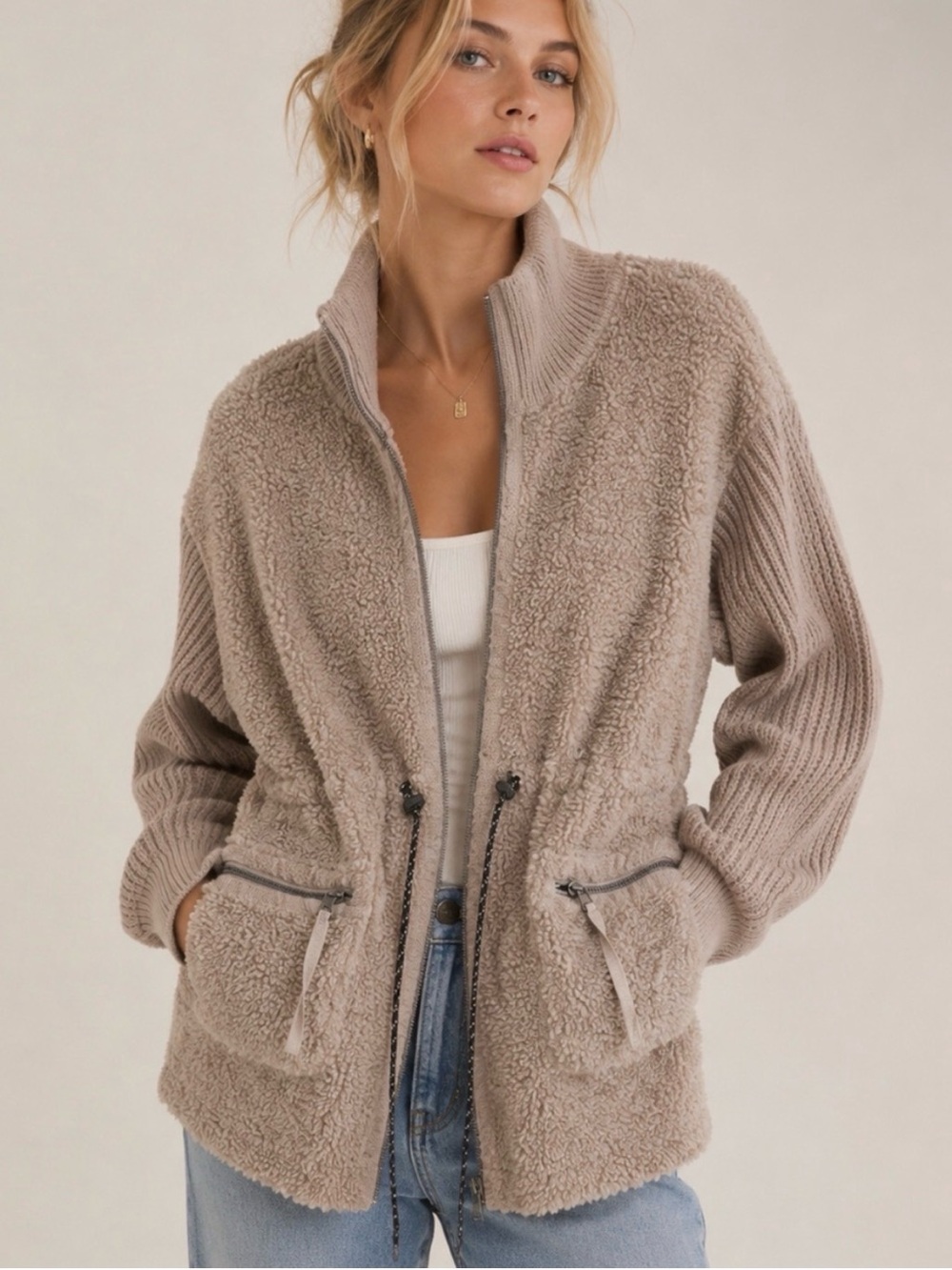 Varley Women's Tan Westwood Fleece Jacket Size Large